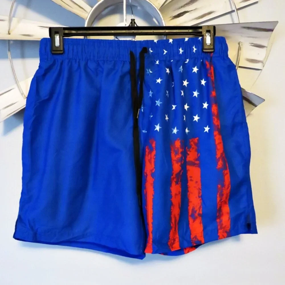 NWOT Cozople Patriotic 4th Of July Swim Trunks Size Large Compression‎ Liner